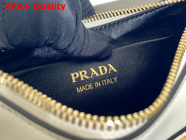 Prada Small Arque Leather Shoulder Bag in White Replica