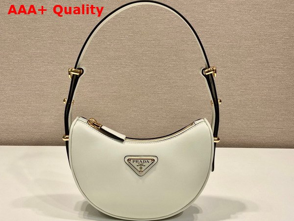 Prada Small Arque Leather Shoulder Bag in White Replica