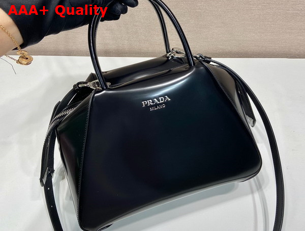 Prada Small Brushed Leather Prada Supernova Handbag in Black 1BA366 Replica