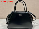 Prada Small Brushed Leather Prada Supernova Handbag in Black 1BA366 Replica