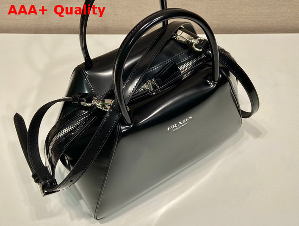 Prada Small Brushed Leather Prada Supernova Handbag in Black 1BA366 Replica