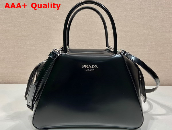 Prada Small Brushed Leather Prada Supernova Handbag in Black 1BA366 Replica