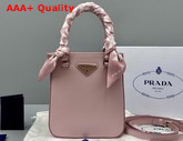 Prada Small Brushed Leather Tote Alabaster Pink 1BA331 Replica