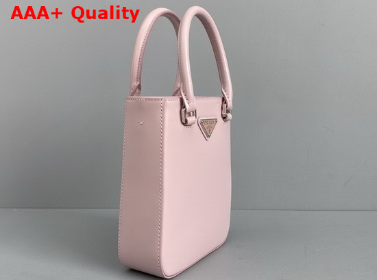 Prada Small Brushed Leather Tote Alabaster Pink 1BA331 Replica