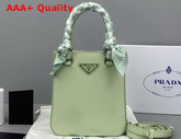 Prada Small Brushed Leather Tote Aqua 1BA331 Replica