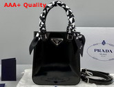 Prada Small Brushed Leather Tote in Black Product Code 1BA331 Replica