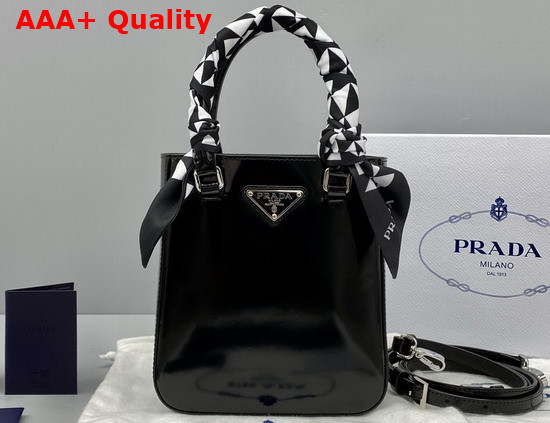 Prada Small Brushed Leather Tote in Black Product Code 1BA331 Replica