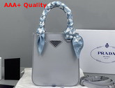 Prada Small Brushed Leather Tote in Cornflower Blue 1BA331 Replica