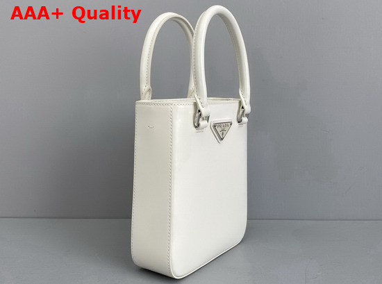 Prada Small Brushed Leather Tote in White Product Code 1BA331 Replica