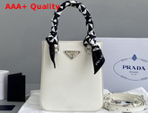 Prada Small Brushed Leather Tote in White Product Code 1BA331 Replica