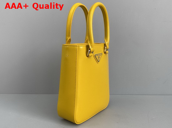 Prada Small Brushed Leather Tote in Yellow 1BA331 Replica