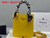 Prada Small Brushed Leather Tote in Yellow 1BA331 Replica