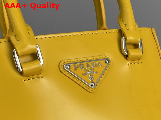 Prada Small Brushed Leather Tote in Yellow 1BA331 Replica