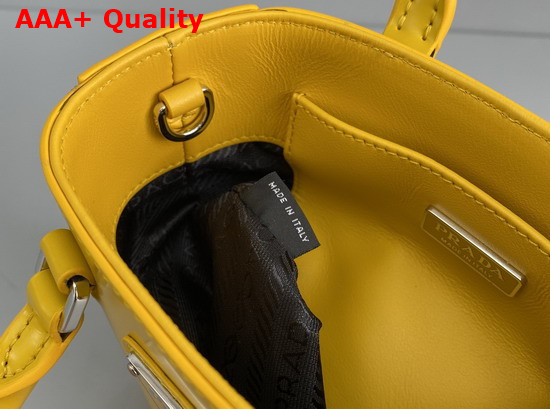 Prada Small Brushed Leather Tote in Yellow 1BA331 Replica