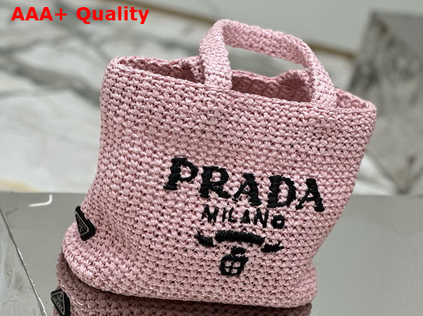 Prada Small Crochet Tote Bag in Alabaster Pink 1BG422 Replica