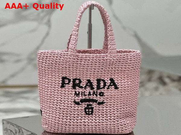 Prada Small Crochet Tote Bag in Alabaster Pink 1BG422 Replica