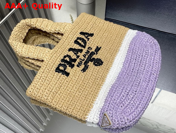 Prada Small Crochet Tote Bag in Multicolor Navutal White and Lilac 1BG422 Replica