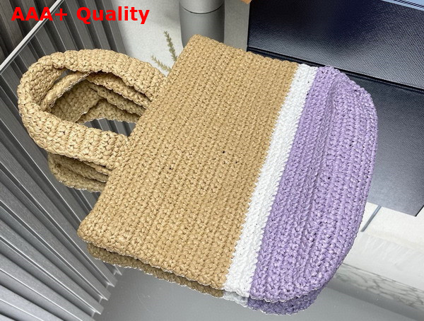 Prada Small Crochet Tote Bag in Multicolor Navutal White and Lilac 1BG422 Replica