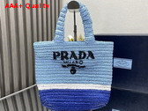 Prada Small Crochet Tote Bag in Multicolor Sky Blue White and Blue 1BG422 Replica