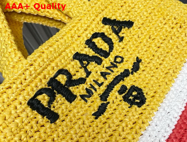 Prada Small Crochet Tote Bag in Multicolor Yellow White and Red 1BG422 Replica