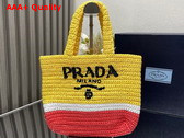 Prada Small Crochet Tote Bag in Multicolor Yellow White and Red 1BG422 Replica