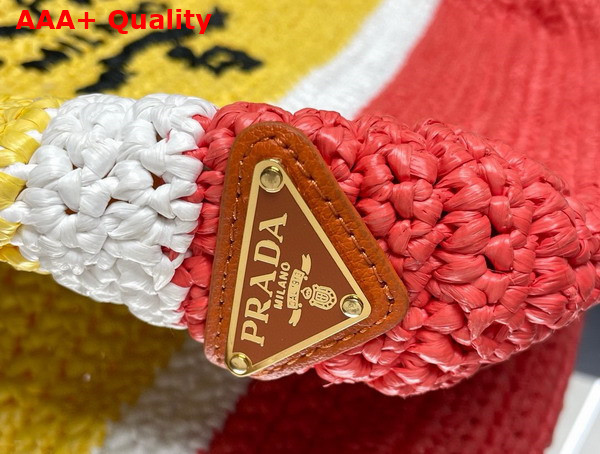 Prada Small Crochet Tote Bag in Multicolor Yellow White and Red 1BG422 Replica