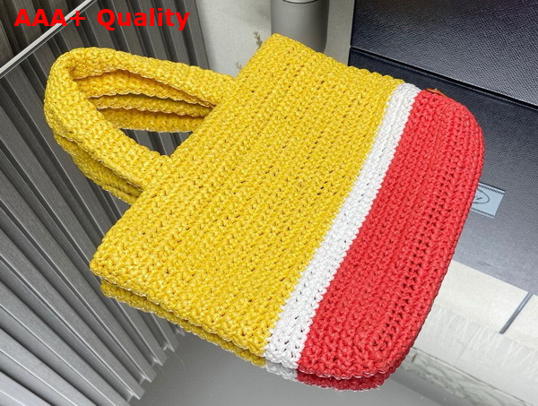 Prada Small Crochet Tote Bag in Multicolor Yellow White and Red 1BG422 Replica