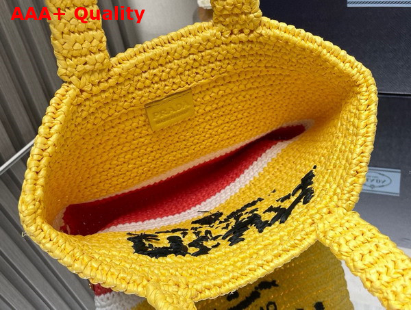 Prada Small Crochet Tote Bag in Multicolor Yellow White and Red 1BG422 Replica