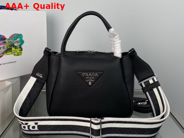 Prada Small Leather Handbag in Black 1BC145 Replica