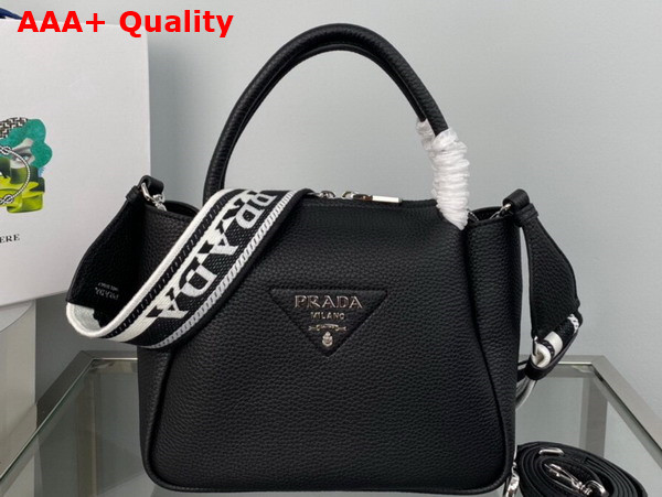 Prada Small Leather Handbag in Black 1BC145 Replica