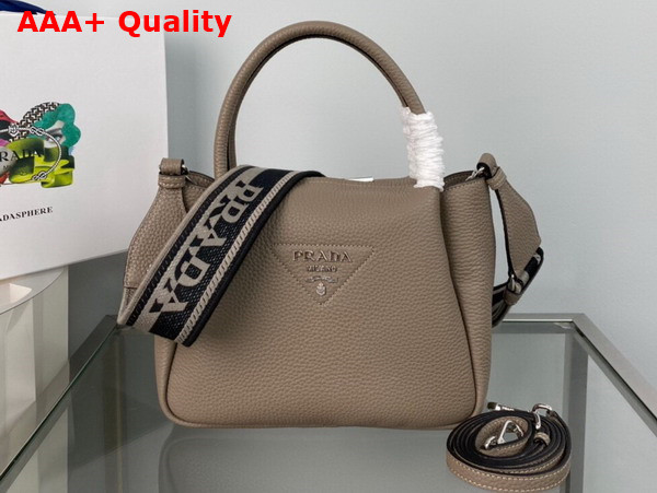 Prada Small Leather Handbag in Clay Grey 1BC145 Replica