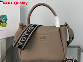 Prada Small Leather Handbag in Clay Grey 1BC145 Replica