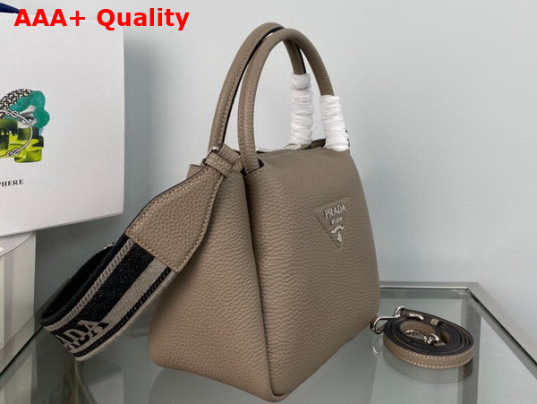 Prada Small Leather Handbag in Clay Grey 1BC145 Replica