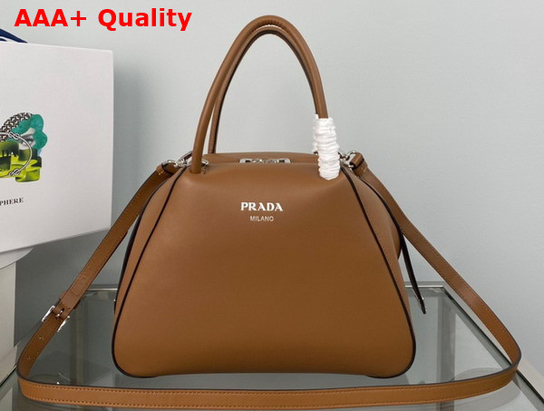 Prada Small Leather Handbag in Cognac 1BA366 Replica