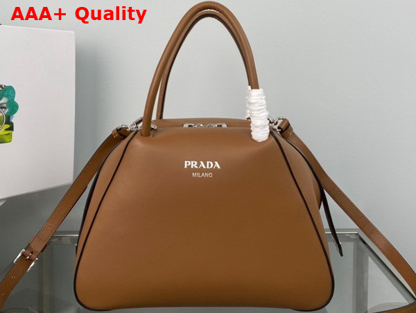 Prada Small Leather Handbag in Cognac 1BA366 Replica