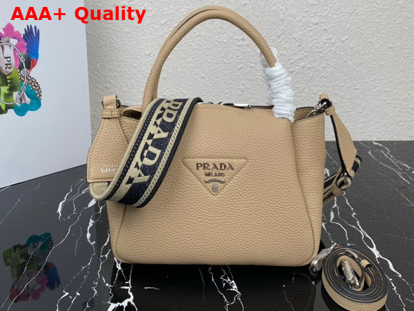 Prada Small Leather Handbag in Sand 1BC145 Replica