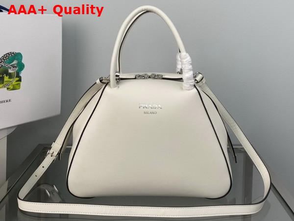 Prada Small Leather Handbag in White 1BA366 Replica