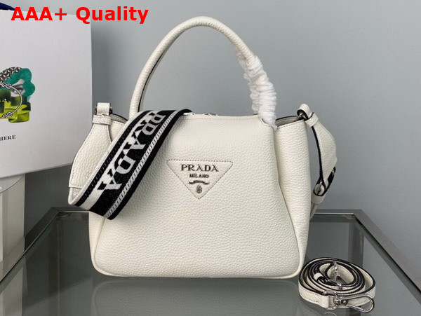 Prada Small Leather Handbag in White 1BC145 Replica