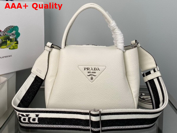 Prada Small Leather Handbag in White 1BC145 Replica