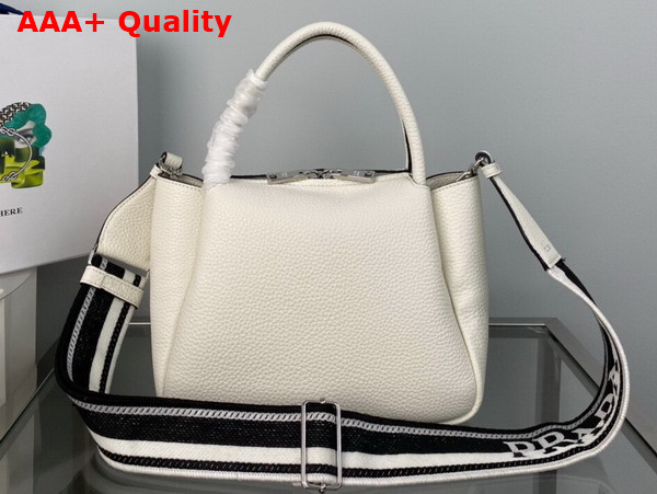 Prada Small Leather Handbag in White 1BC145 Replica