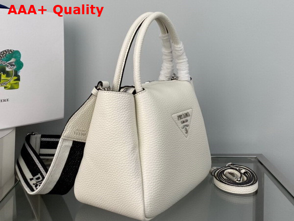 Prada Small Leather Handbag in White 1BC145 Replica