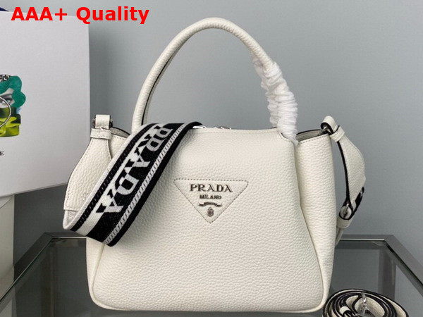 Prada Small Leather Handbag in White 1BC145 Replica