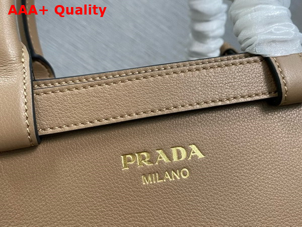 Prada Small Leather Handbag with Belt in Beige 1BA418 Replica