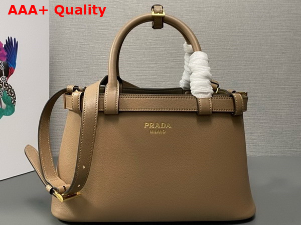 Prada Small Leather Handbag with Belt in Beige 1BA418 Replica