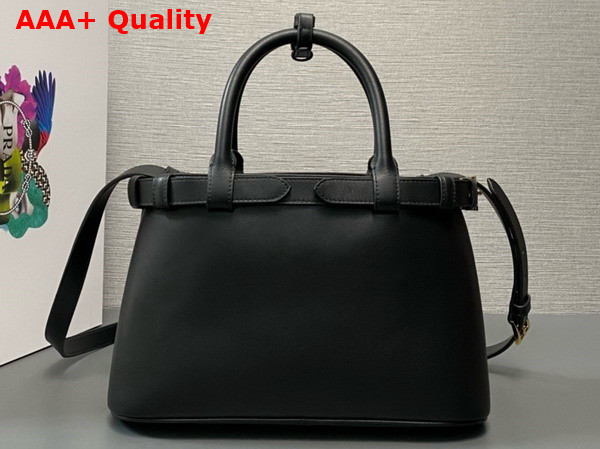 Prada Small Leather Handbag with Belt in Black 1BA418 Replica