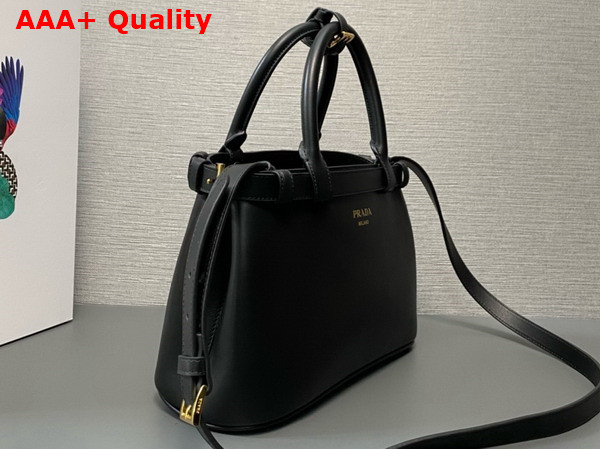 Prada Small Leather Handbag with Belt in Black 1BA418 Replica