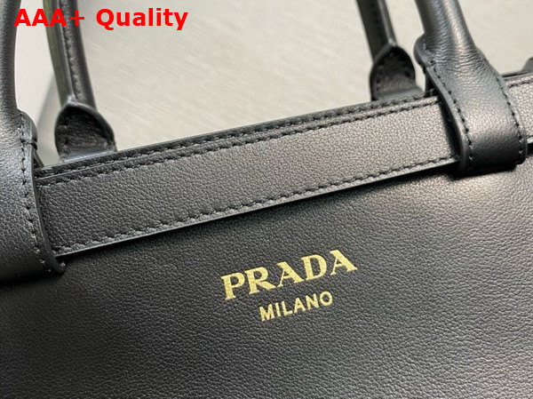 Prada Small Leather Handbag with Belt in Black 1BA418 Replica