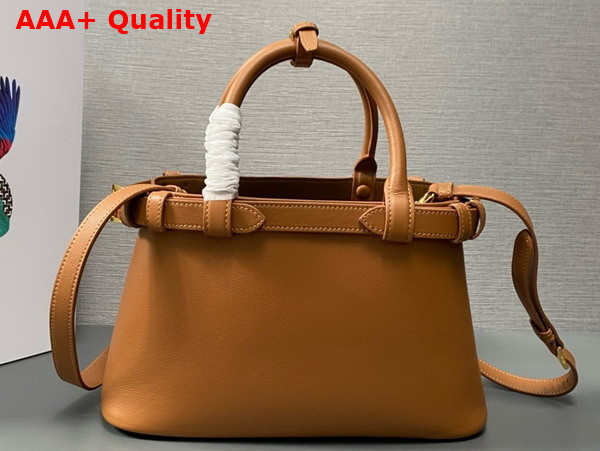 Prada Small Leather Handbag with Belt in Caramel 1BA418 Replica