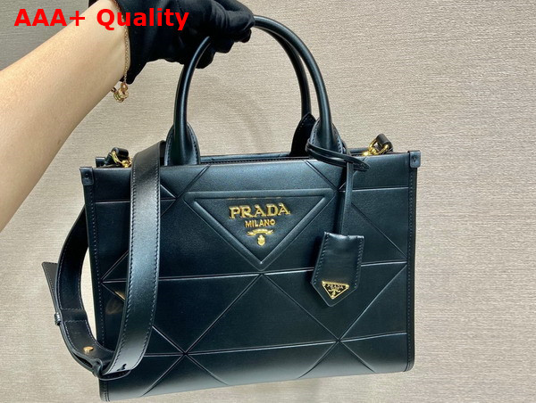 Prada Small Leather Prada Symbole Bag with Topstitching in Black 1BA379 Replica