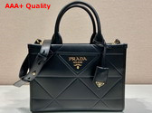 Prada Small Leather Prada Symbole Bag with Topstitching in Black 1BA379 Replica